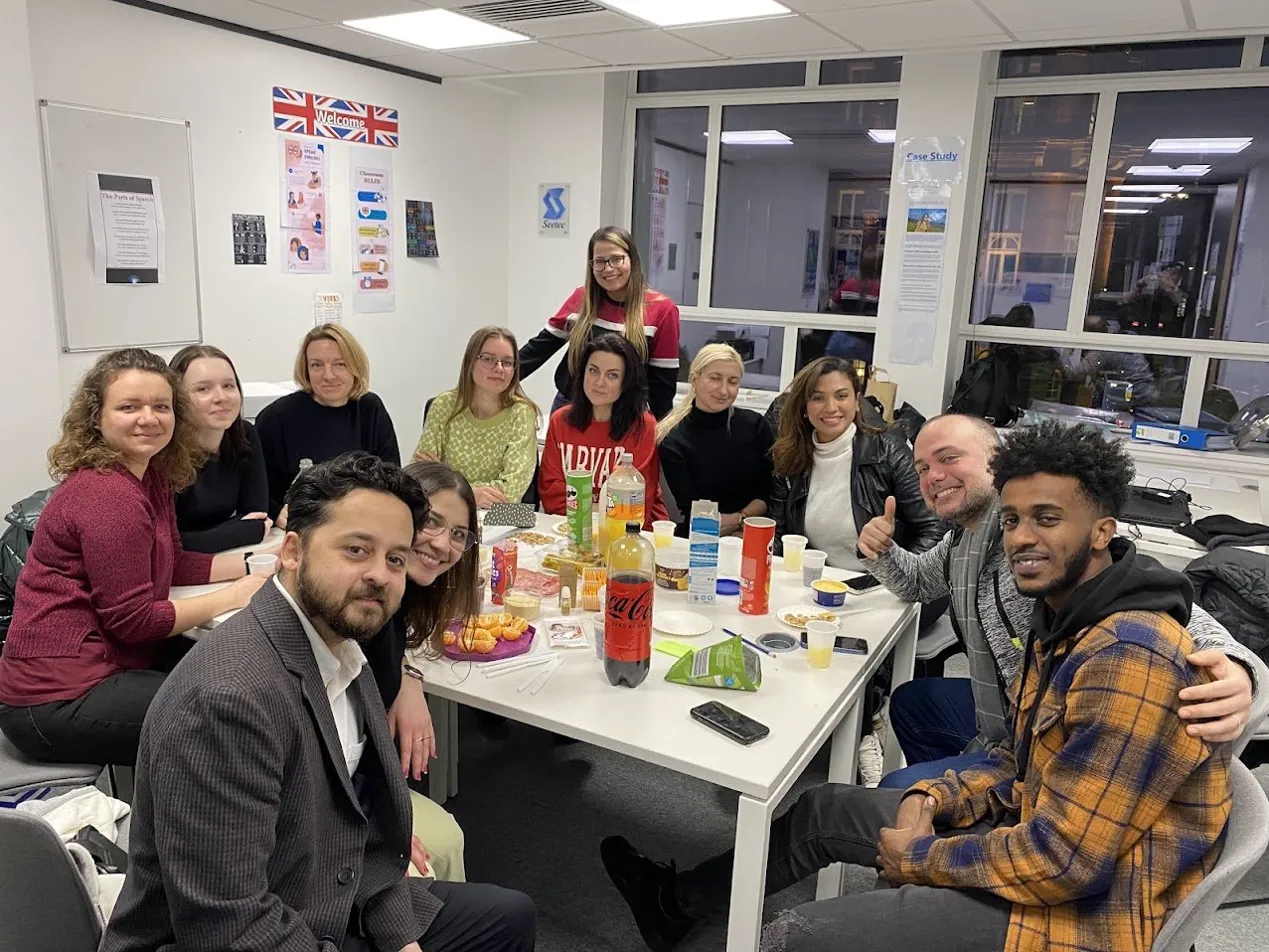 Sahil Sayed teaching an English class in Manchester